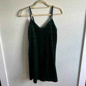 NWT green velvet mini slip dress